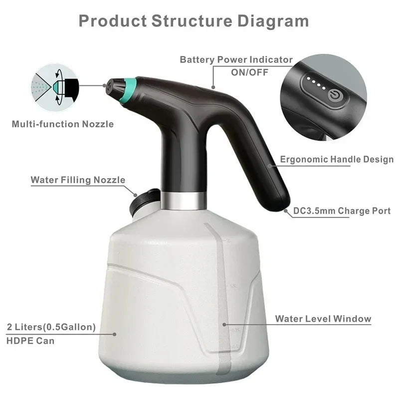 2L Electric Garden Sprayer | Rechargeable Pump Watering Can