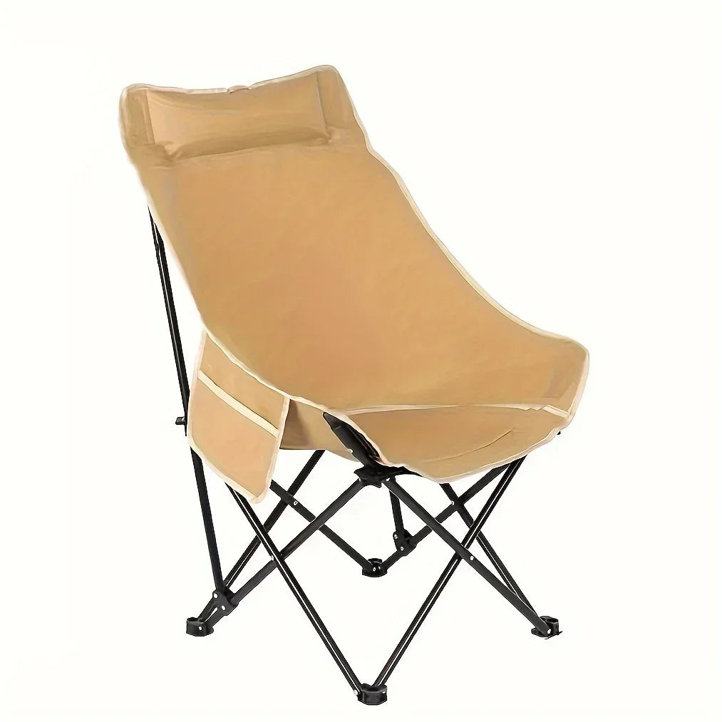Portable High-Back Moon Chair – Foldable Stainless Steel Frame