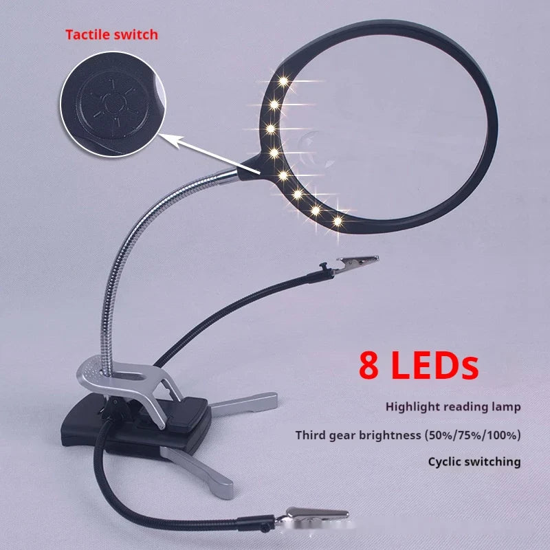 130mm LED USB Illuminated Magnifying Glass – Desk Magnifier
