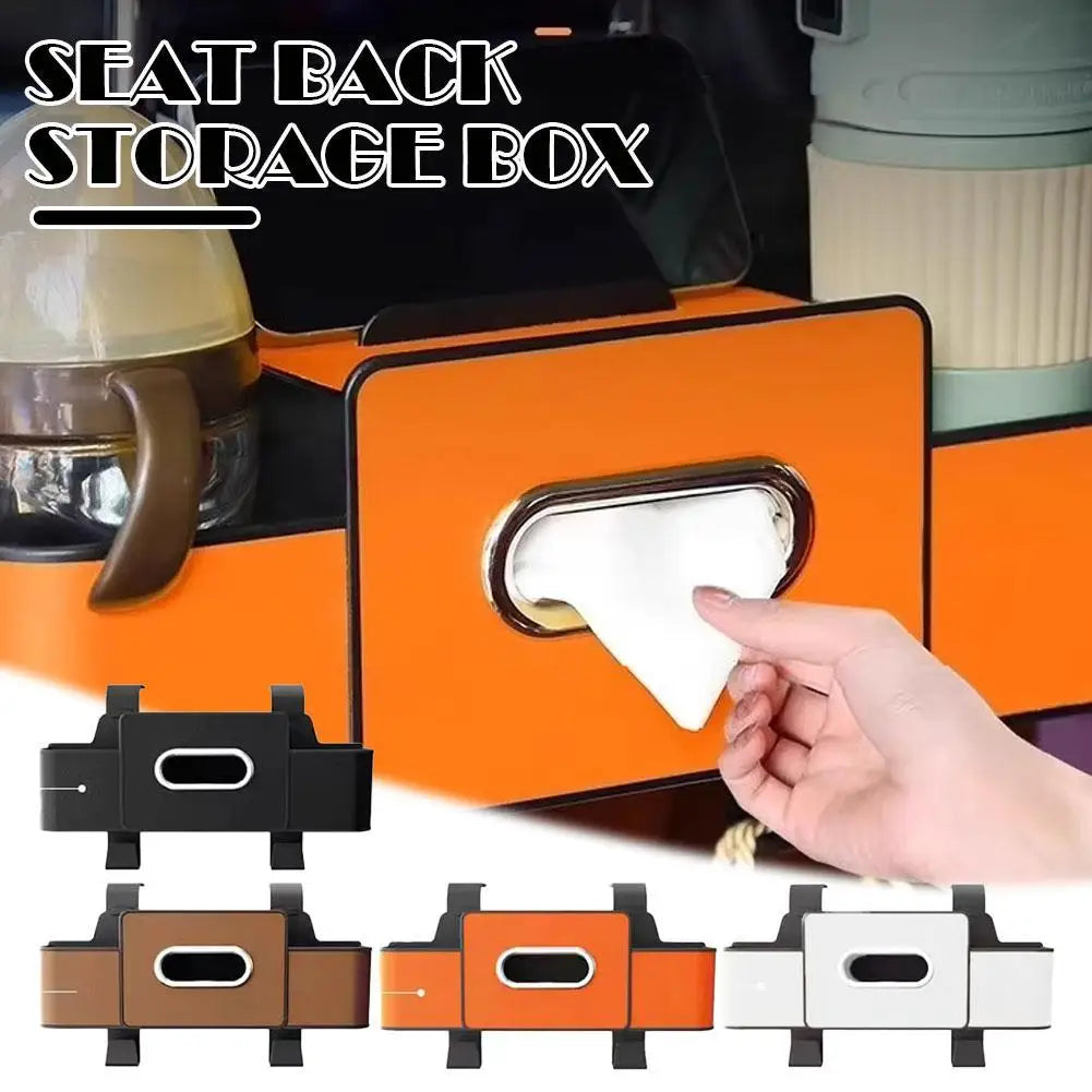 Car Seatback Storage Box Multi-function Tissue Holder Cup Compartment