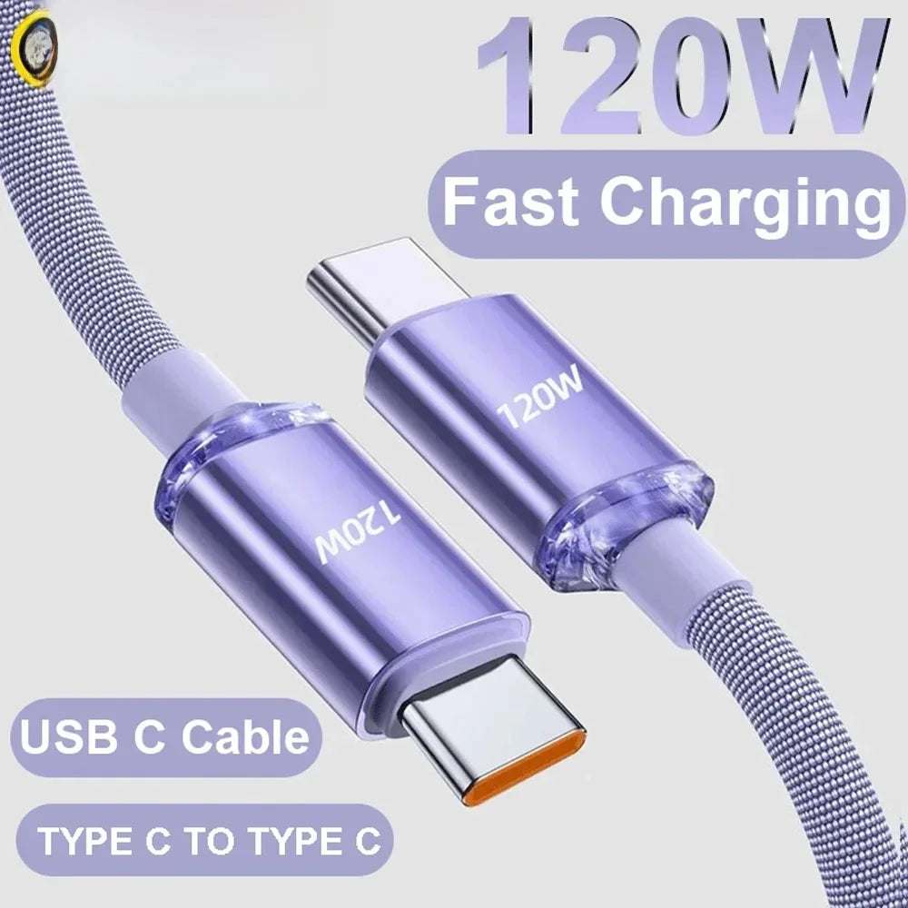 120W USB-C to USB-C Fast Charging Braided Cable | 6A PD