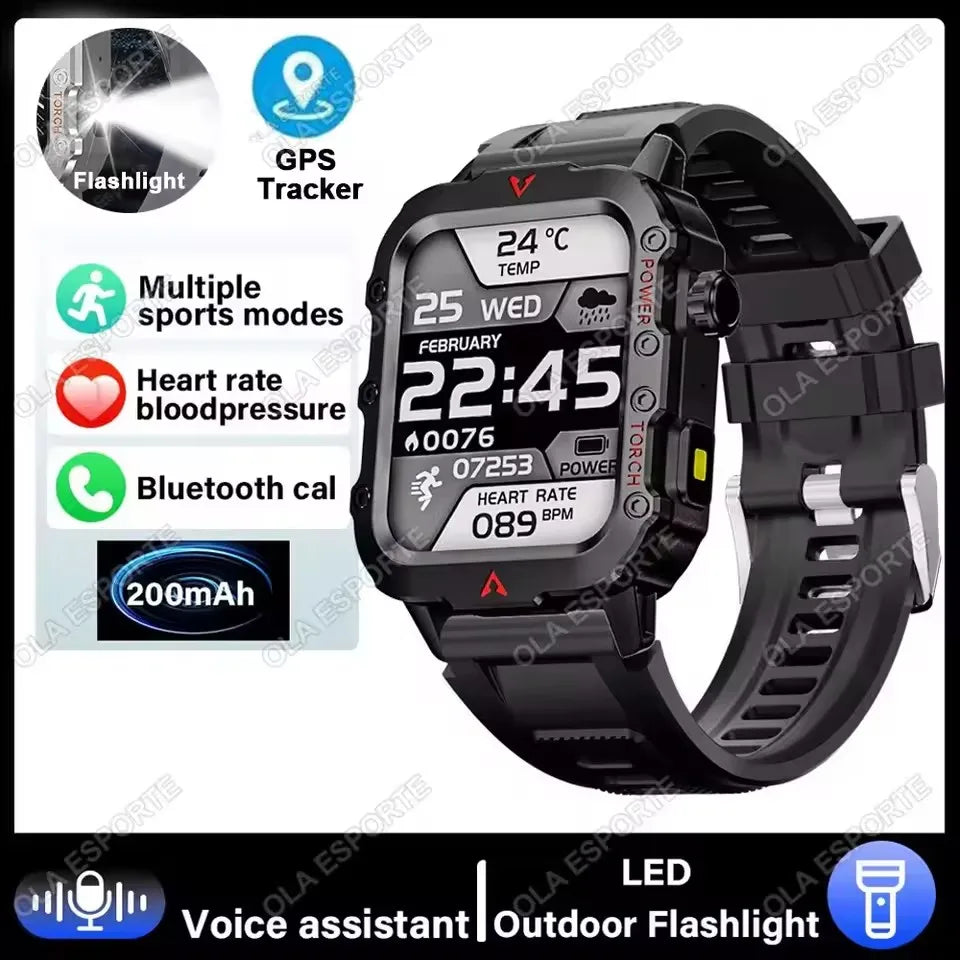 2026 Outdoors Durable Men Sports Smart Watch 1400mAh Battery LED
