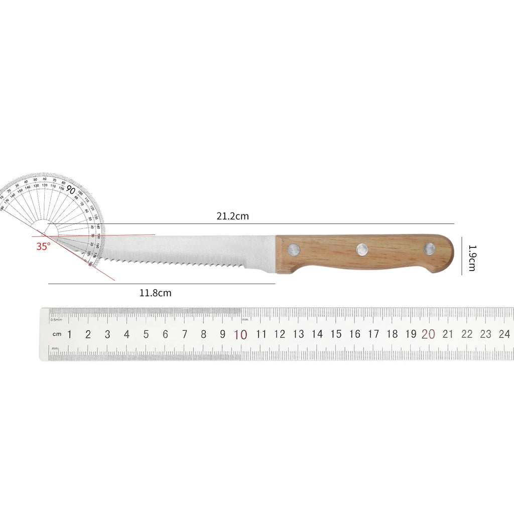 Stainless Steel Steak Knife Set – Serrated Wooden Handle 1–8 Pc