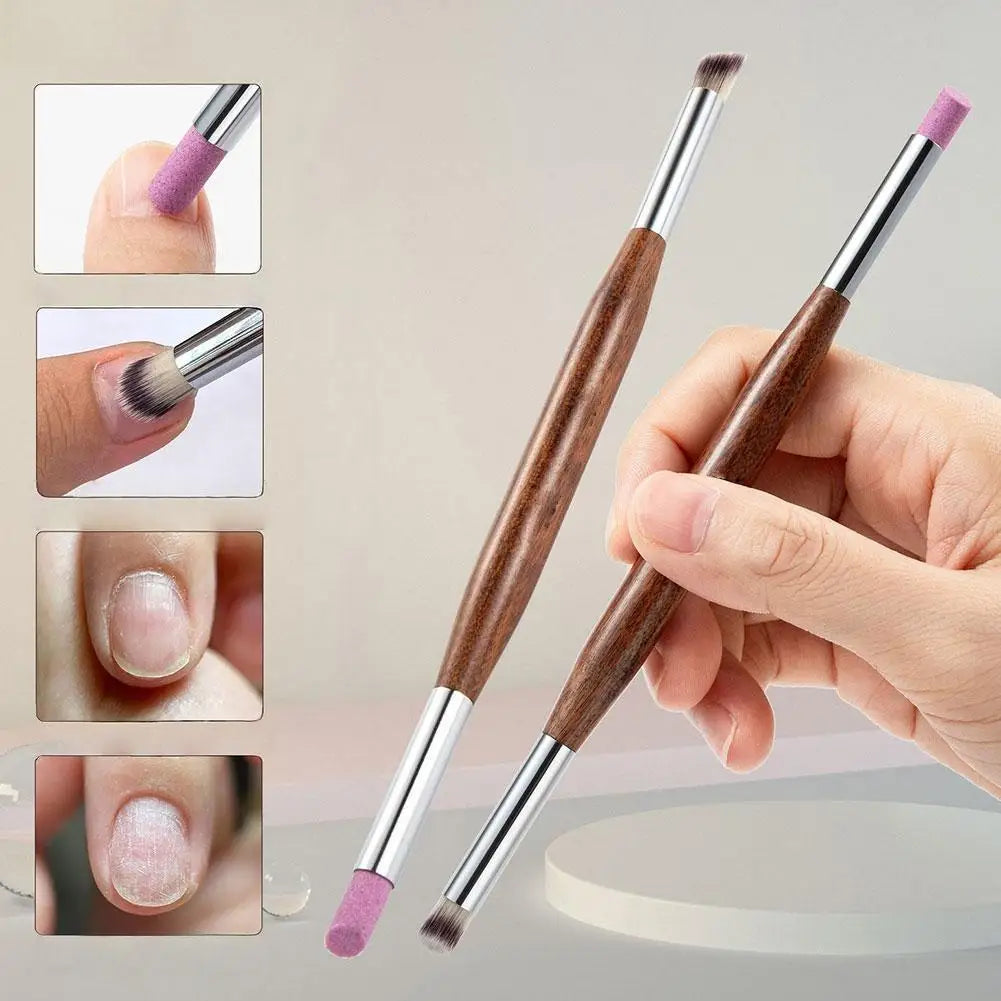 Dual-Head Nail Art Sculpture Pen & Brush – Wood Handle