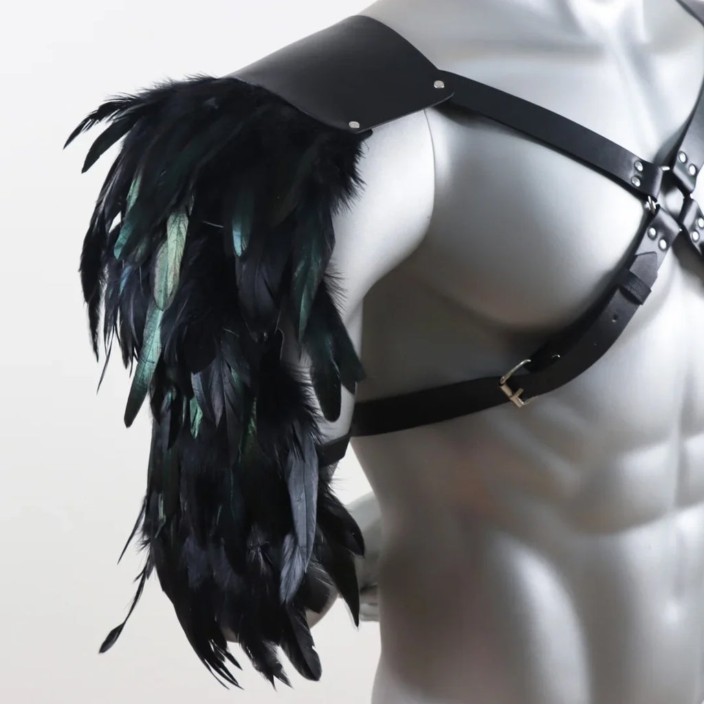UYEE Belt Feather Shrugs Shawls Gothic Punk Cape Jacket Scarf