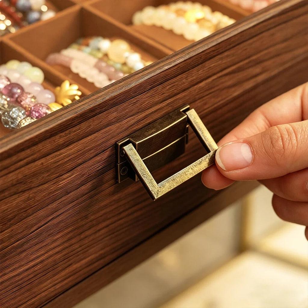 Wooden Bracelet Multi Slot Jewelry Storage Box Velvet Lined Bead