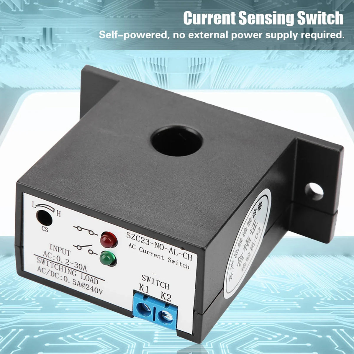 AC Current Sensing Switch SZC23 No AL CH Normally Open Adjustable 0 2