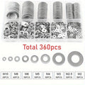 304 Stainless Steel Flat Washers Set – 180 or 360 Pcs