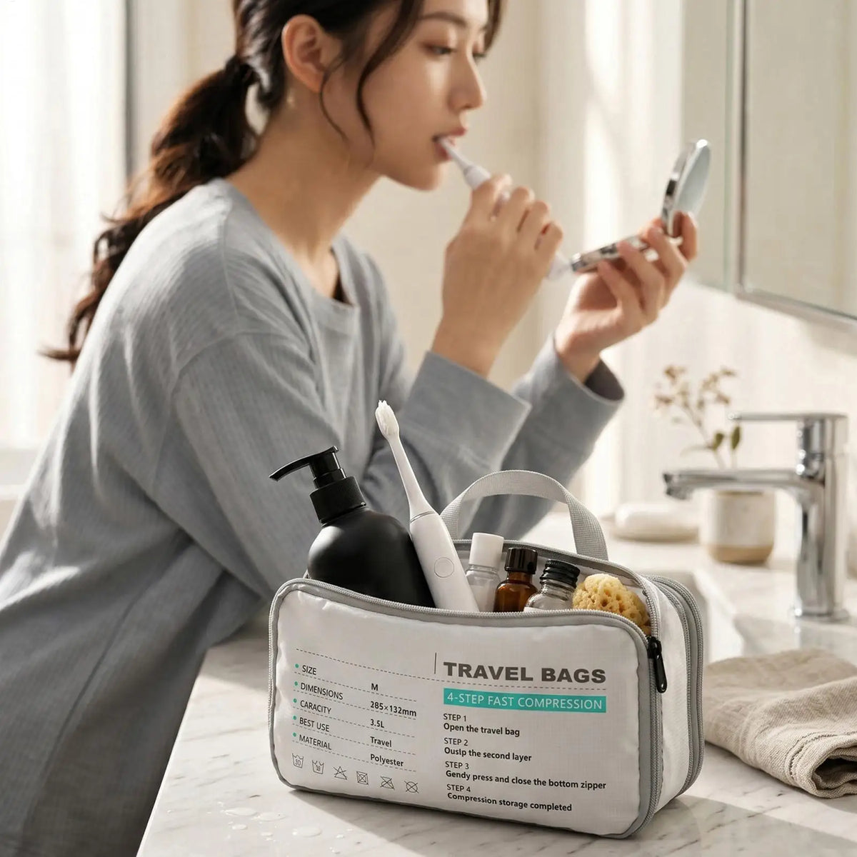 Waterproof Travel Toiletry Bag – Large Organizer with Handle