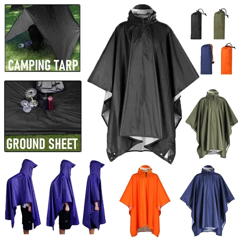 3-in-1 Waterproof Rain Poncho – Hiking, Camping & Travel