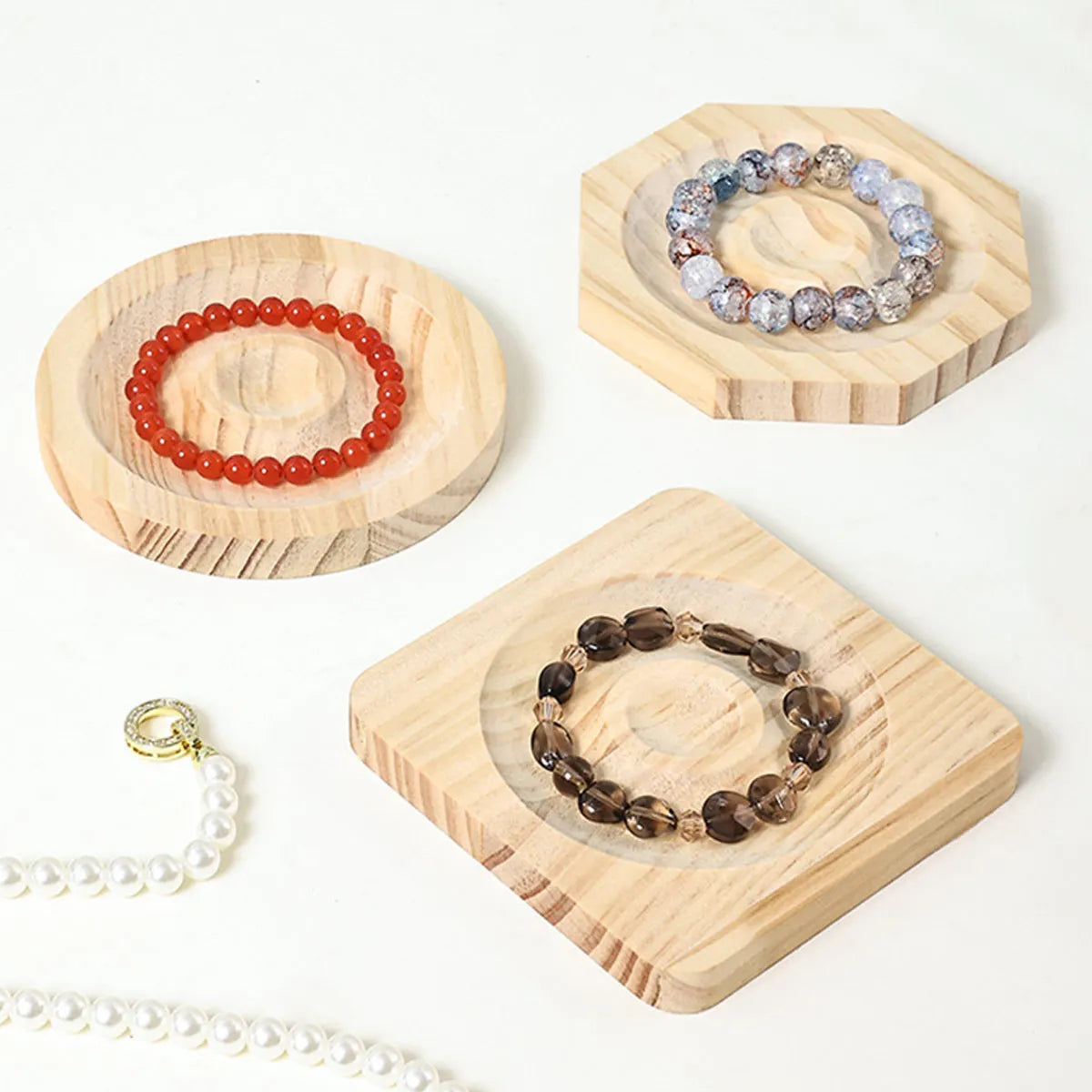 Wooden Jewelry Display Tray Bracelet Bead Decoration Rack Handicraft