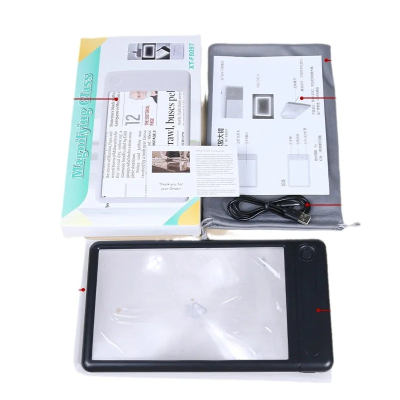 HD Handheld Magnifier – 43 LED Lights & 3-Speed Brightness
