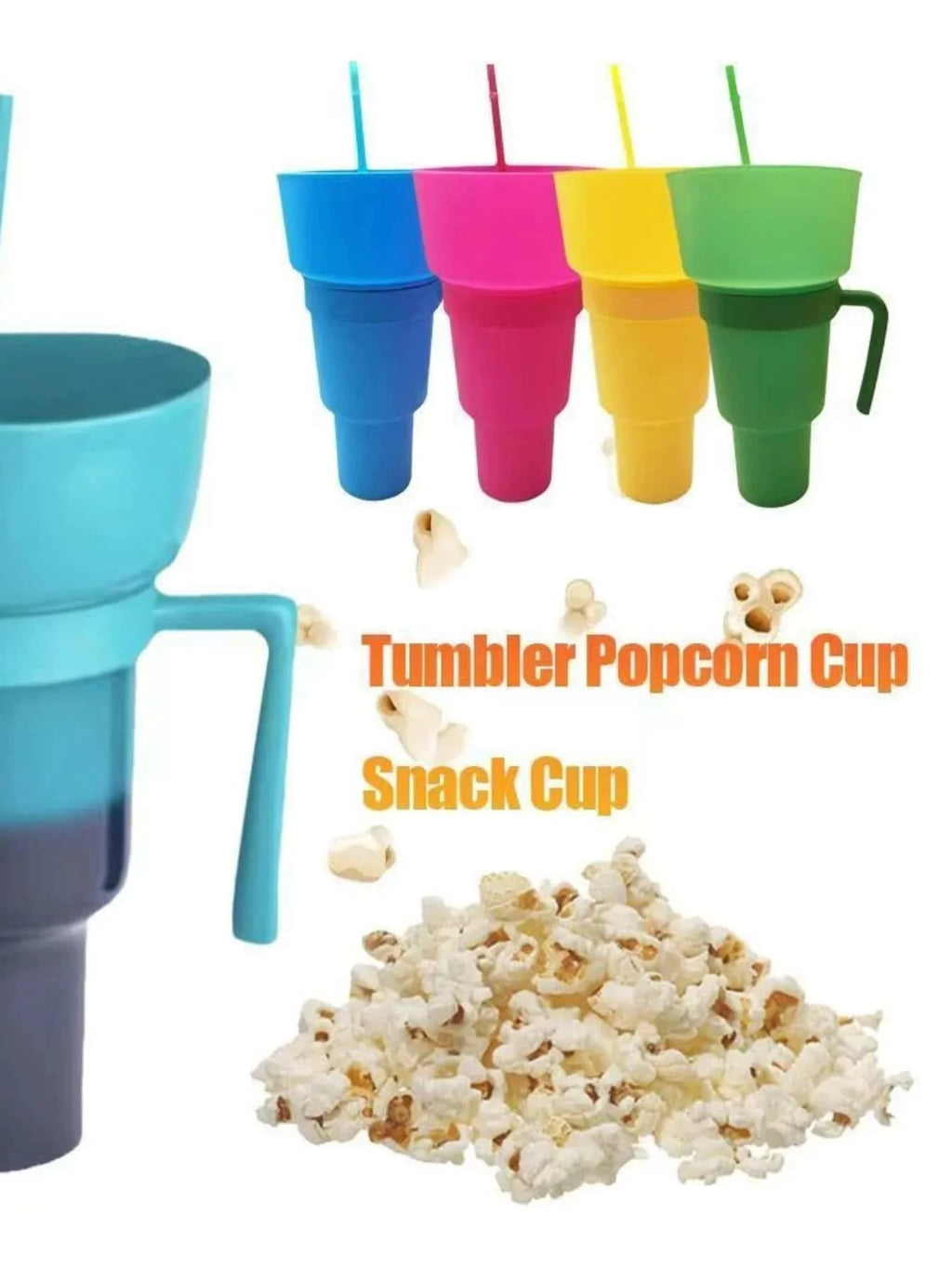 2-in-1 Popcorn Snack & Drink Cup with Handle | KEMORELA