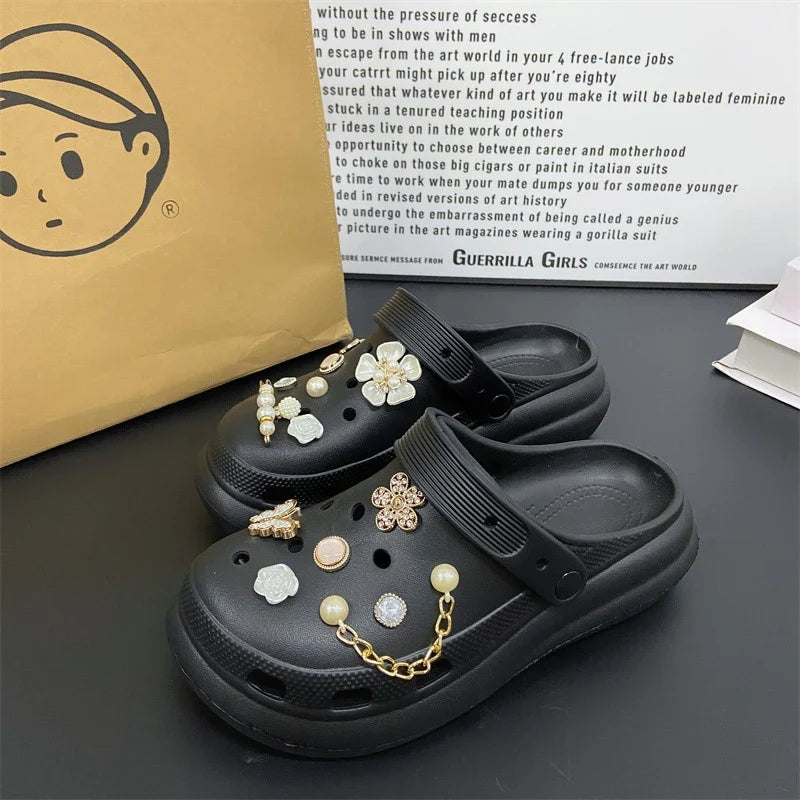 Fashionable Shoe Accessory Made Metal Chain Clasp Removable Suitable