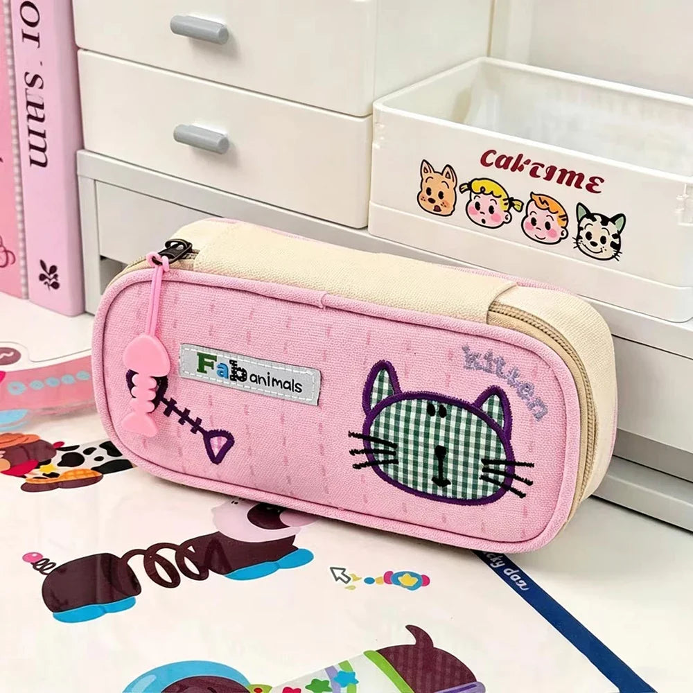 Cartoon Phoebe Cat Pencil Case Ins Beauty Embroidered Stationery Box