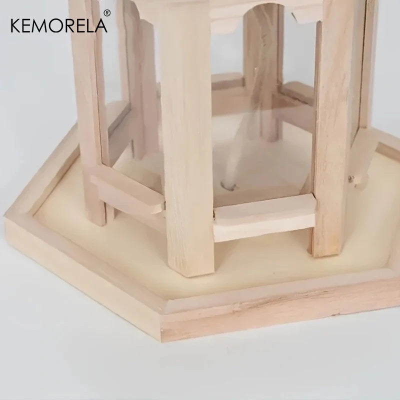 KEMORELA Wooden Hanging Bird Feeder House – Woven Outdoor Decor