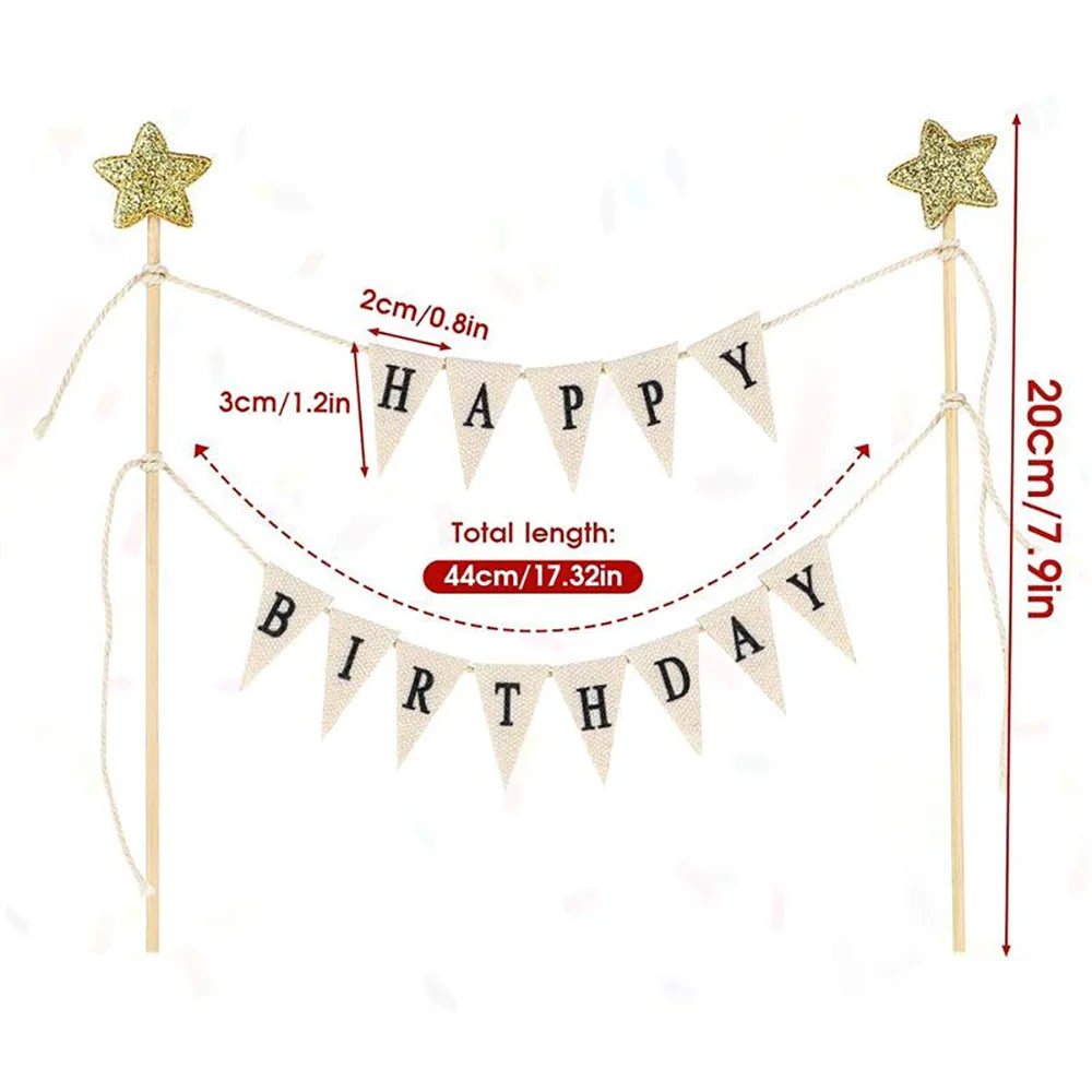 Rustic "Just Married" Wedding Cake Topper | Vintage Bunting