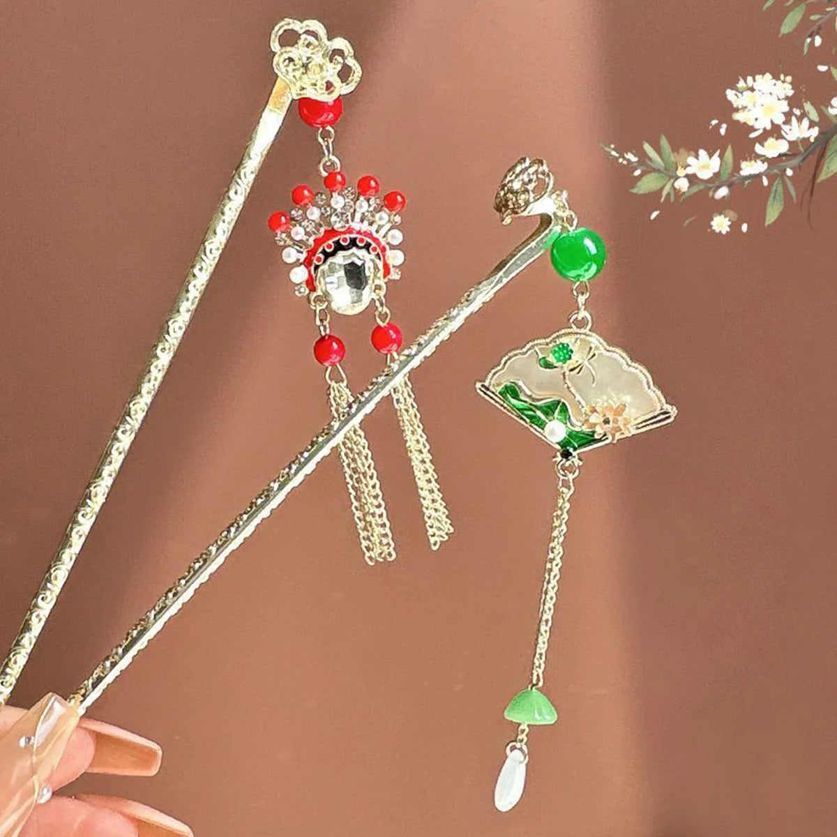 Metal Butterfly Hair Sticks with Pearl Tassel | Hanfu Style