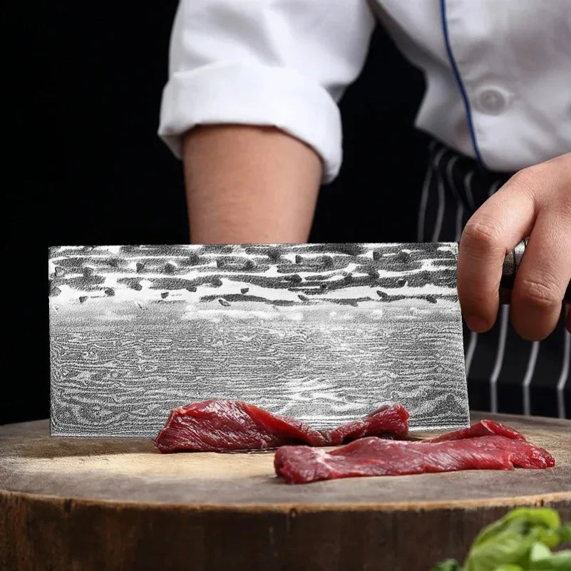 Damascus Steel Chinese Cleaver – Handmade Chef Knife