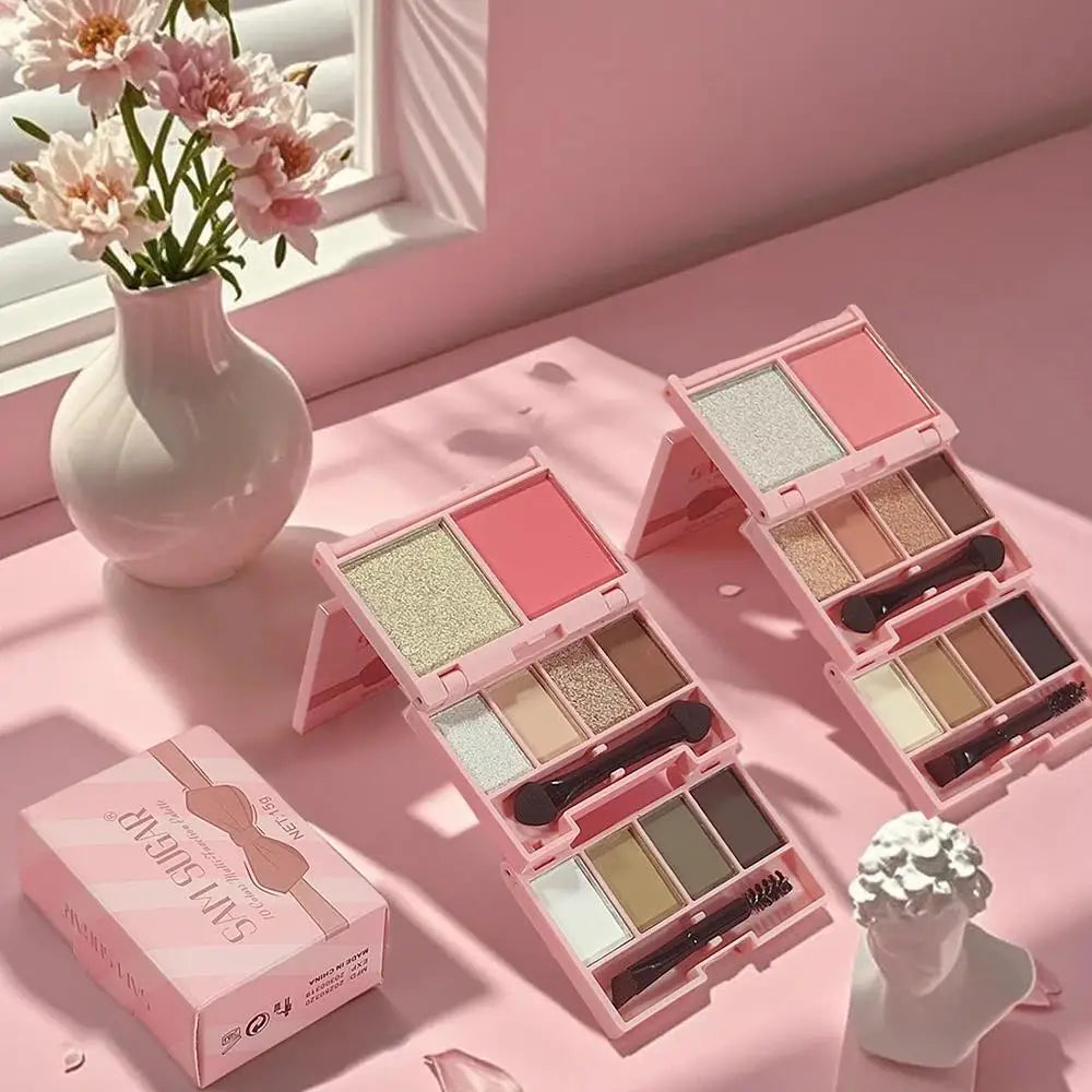 SAM SUGAR 10-Color Eyeshadow Blush Highlight Contour Palette