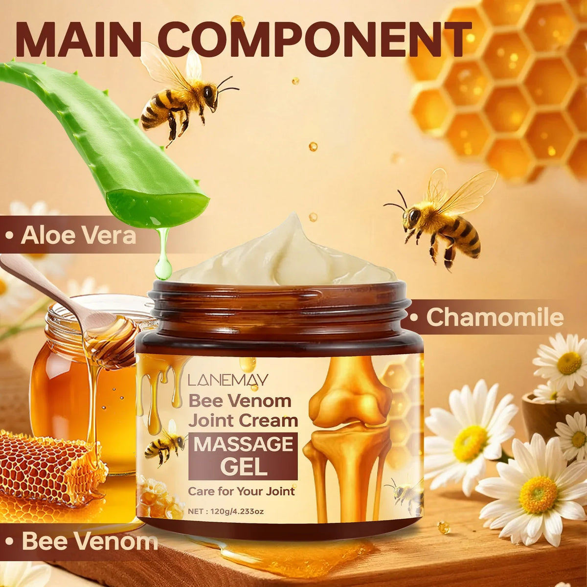 Bee Venom Massage Gel – Moisturizing Joint Body Skin Care 120g