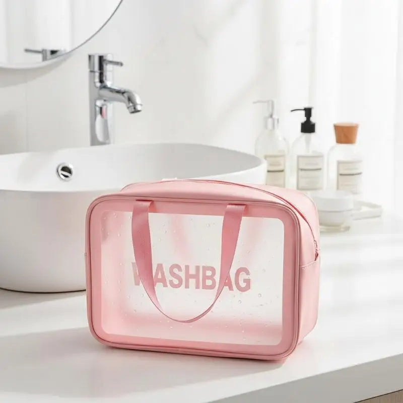 Dry-Wet Separation Transparent PU Travel Cosmetic Bag