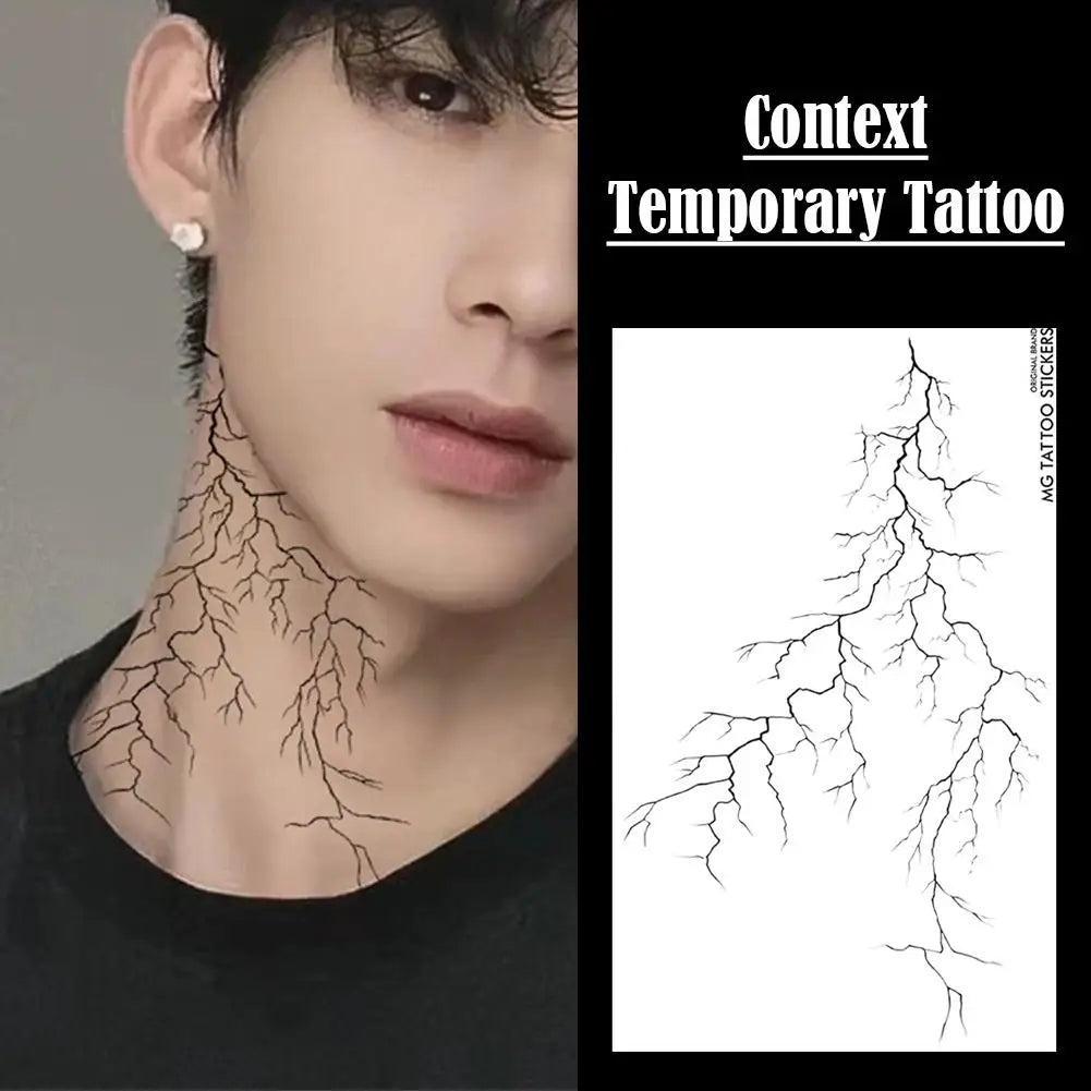 Black Vein Lightning Temporary Tattoo – Waterproof Goth Style