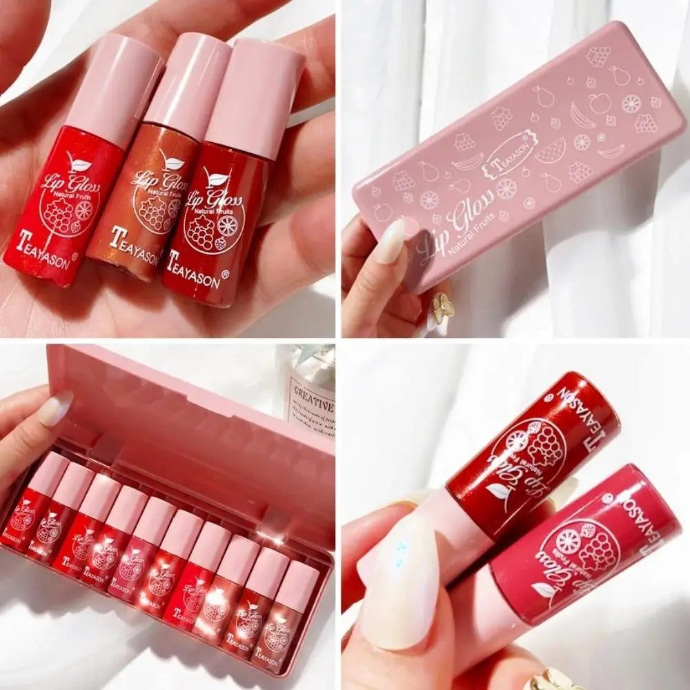TEAYASON 10-Color Velvet Matte Lip Gloss Set – Waterproof