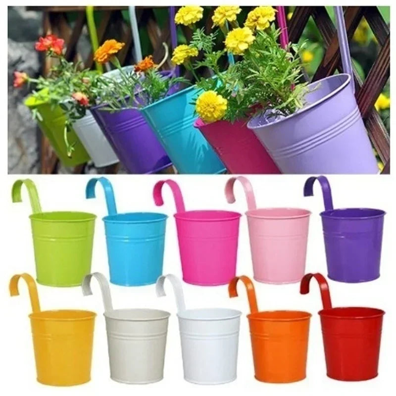 Iron Wall Hanging Flower Pot with Hook – Balcony Planter