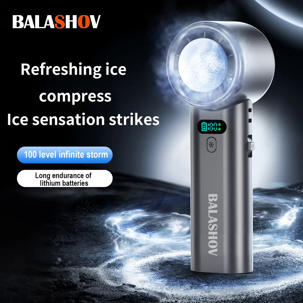 BALASHOV Turbo Handheld Fan – 100 Speeds & 5200mAh Battery