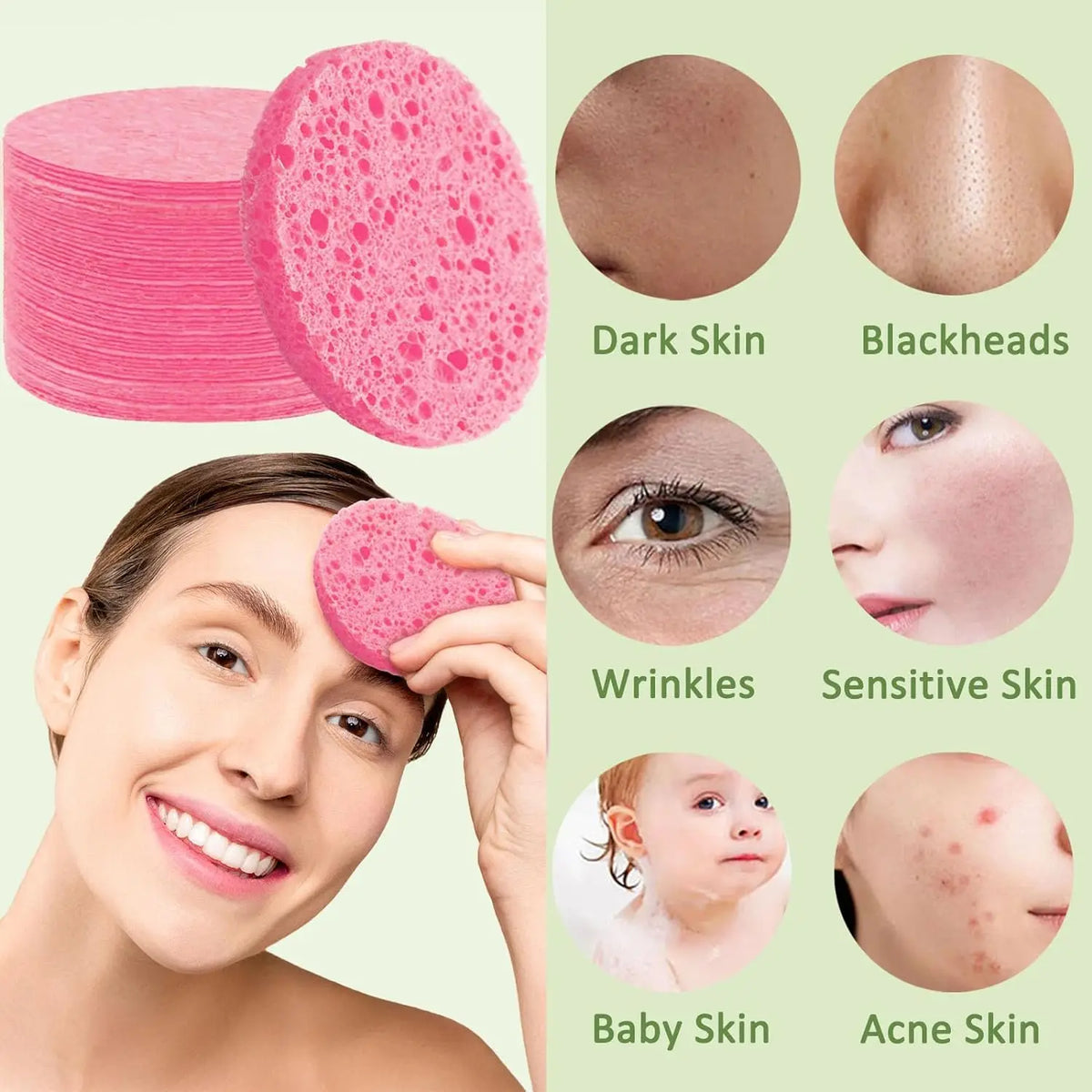 Natural Wood Pulp Compressed Face Cleansing Sponge Puffs