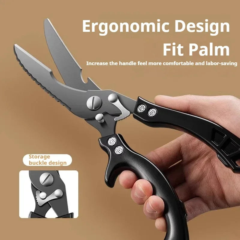 Black Titanium Kitchen Shears – Heavy Duty Bone Scissors