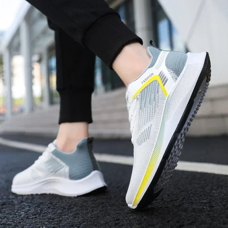 Men's Breathable White Sneakers | Casual Walking Sports Shoes