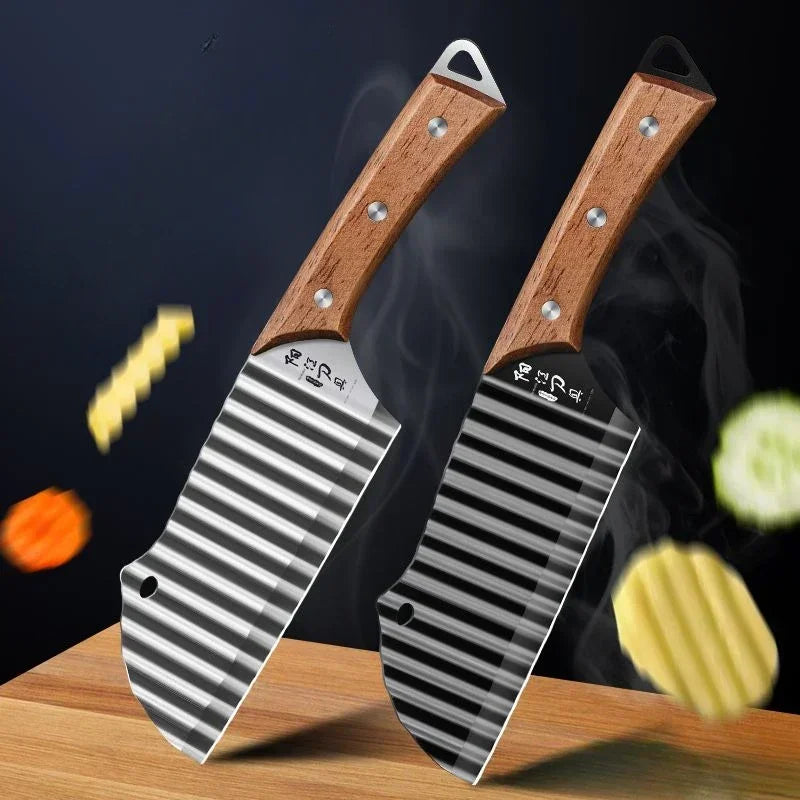 PLYS Stainless Steel Wavy Blade Potato Cutter & Veg Chopper