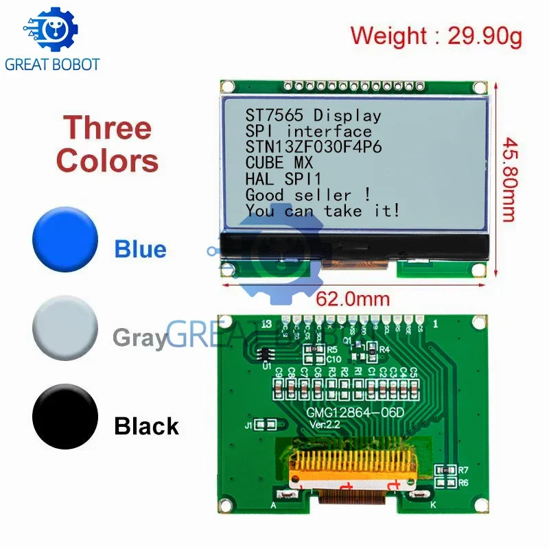 128x64 COG LCD Module – Chinese Font, SPI Interface
