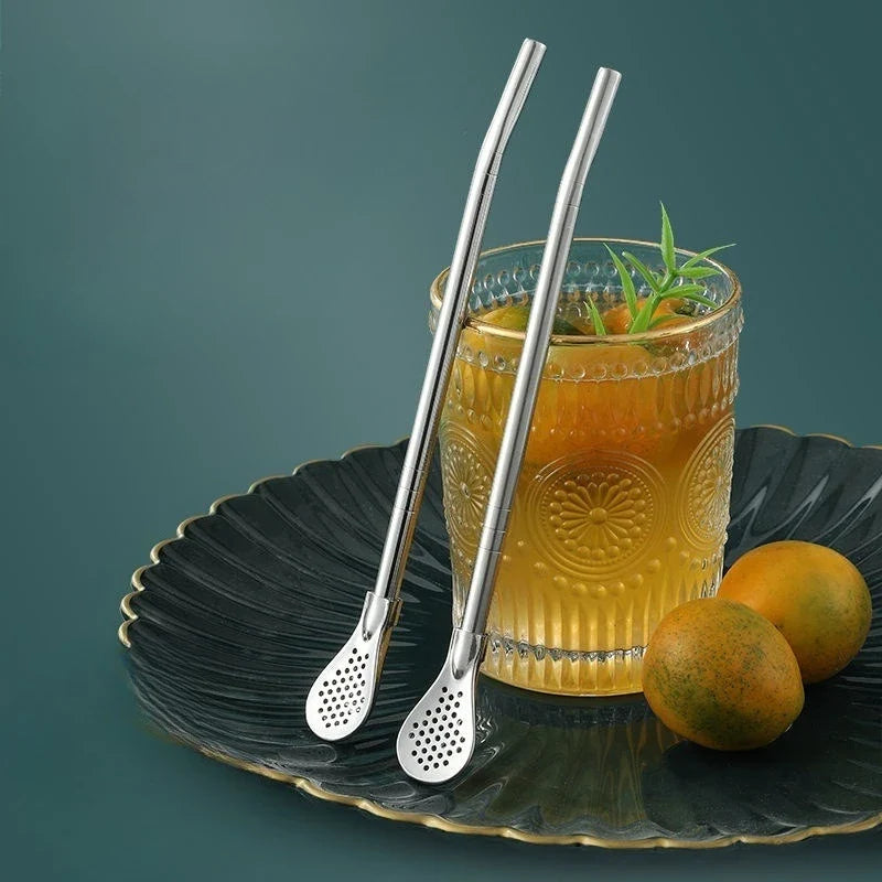 Detachable Bombilla Filter Straw Stainless Steel Spoon Tea Yerba Mate