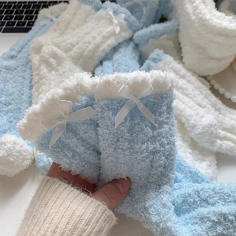 Women's Thick Coral Fleece Mid-Calf Socks | Cozy Home Sleep Socks