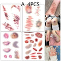 Halloween Fake Scar & Bruise Temporary Tattoos – 4 Sheets Cosplay
