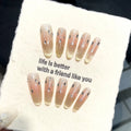 Handmade Press-On Nails | Almond Cat's Eye French Tip 3D Art