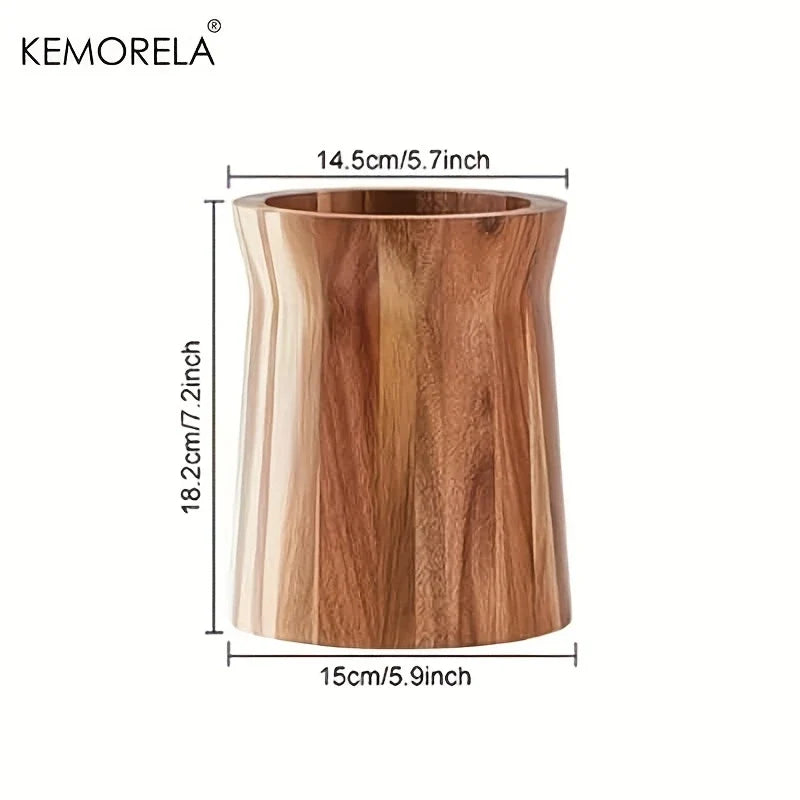 KEMORELA 360° Rotating Wooden Utensil Holder & Countertop Caddy