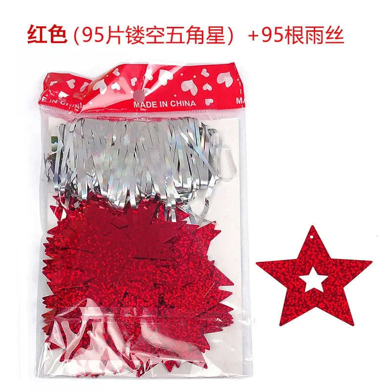 Gold Silver Paper Garland Star String Banners Kids Wall Backdrop