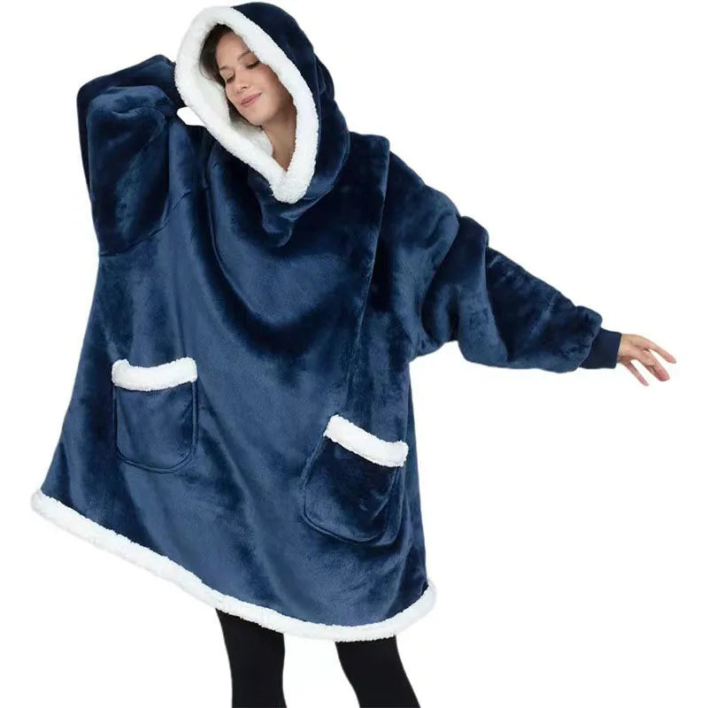Women's Hooded Fleece Robe – Cozy Winter Pullover Loungewear