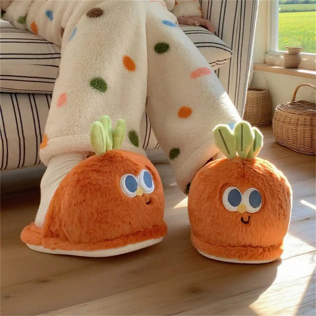 Lorilury Carrot Fur Slippers – Women's Novelty Indoor Slides
