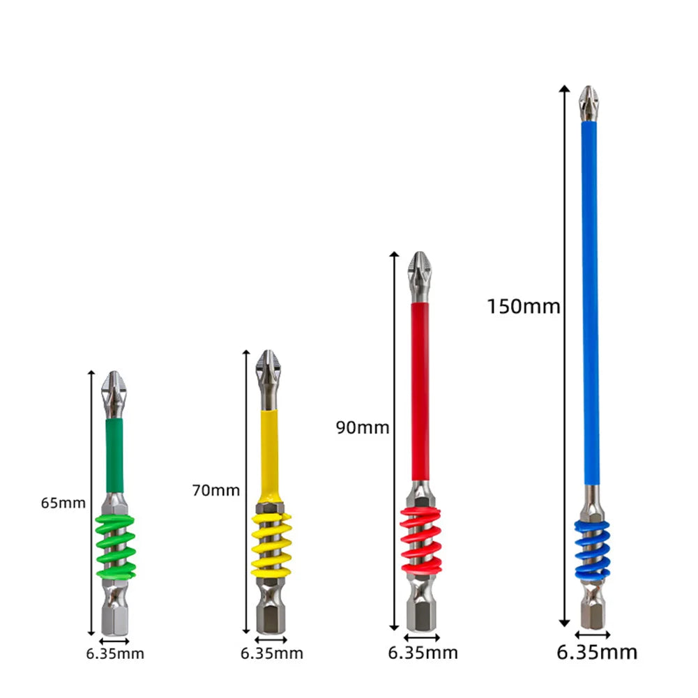 4-Piece PH2 Spring-Loaded Screwdriver Bit Set – Non-Slip Carbide