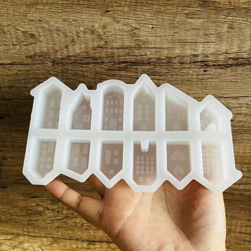 3D Nordic House Silicone Mold – 12-Hole Mini Candle & Craft Mold