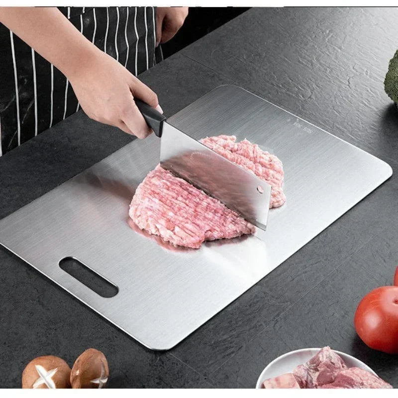 316 Stainless Steel Cutting Board – Reversible 2-in-1 Non-Slip