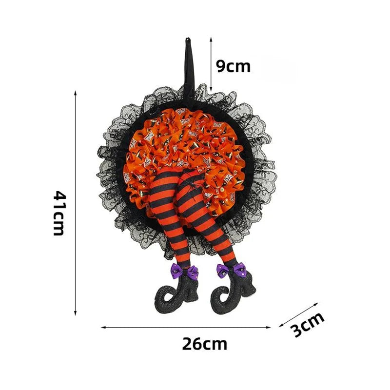 Halloween Witch Hat Leg Door Wreath – Spooky Hanging Garland