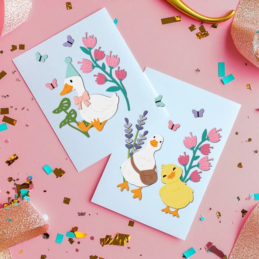 Flower & Duck Carbon Steel Cutting Dies – 3pc DIY Craft Set