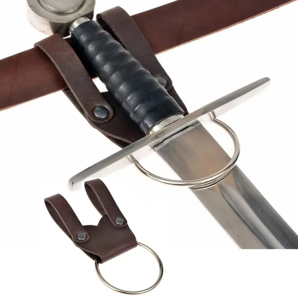 Medieval Viking Knight Pirate Leather Belt Sword Frog Metal Ring Axe