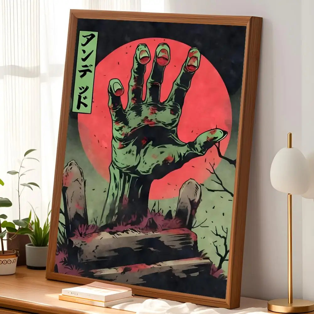 Japanese Rising Skeletons Self-Stick Wall Art Poster – HD Waterproof